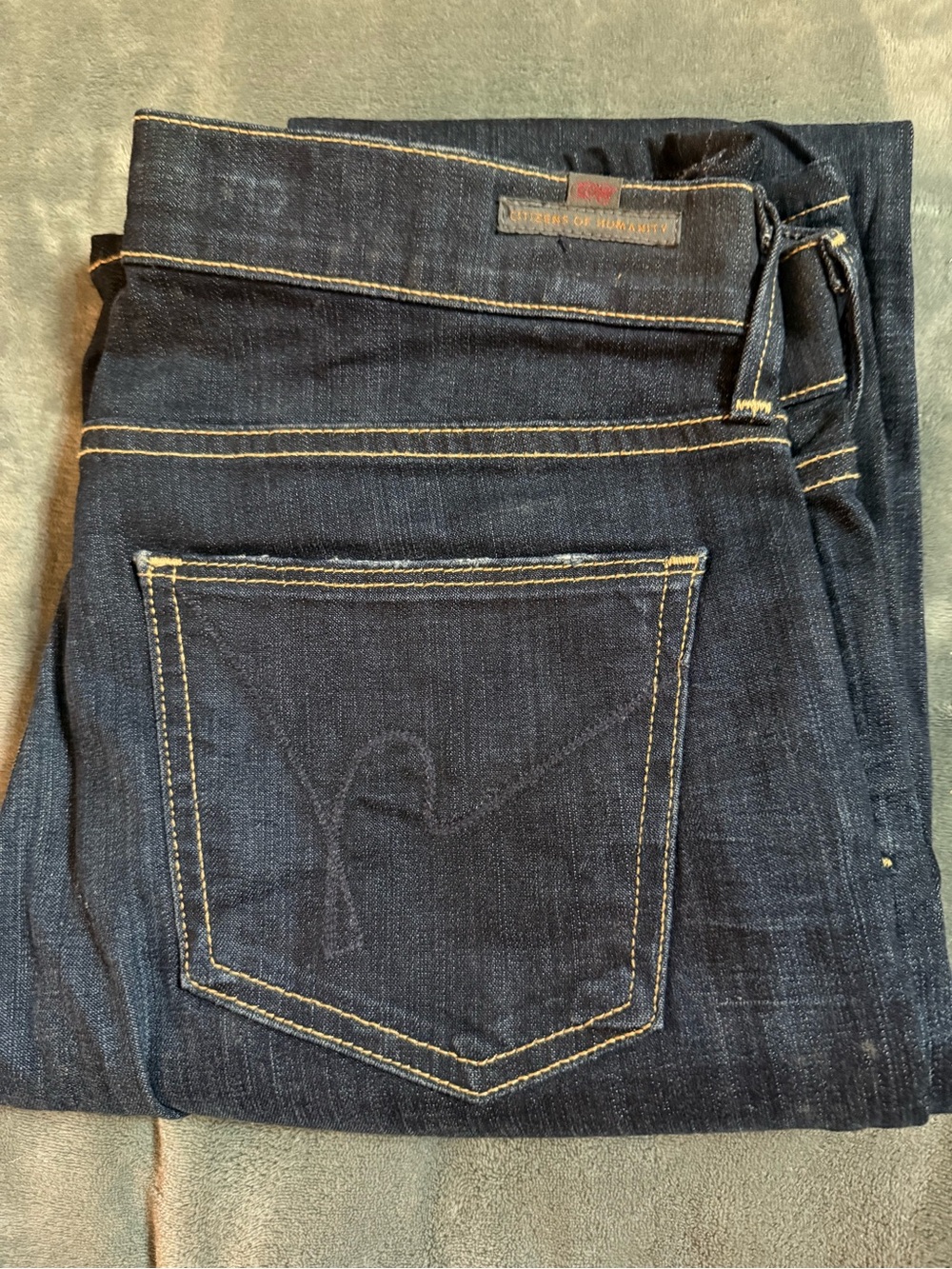 Citizens Of Humanity Dark Indigo Jeans with Yellow Contrast Stitching size 27